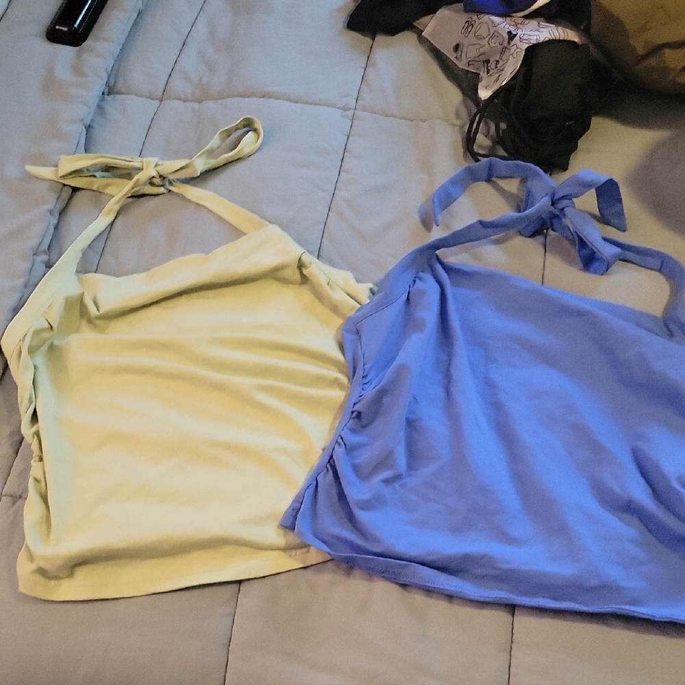 SHEIN Blue and Yellow Tank Tops
